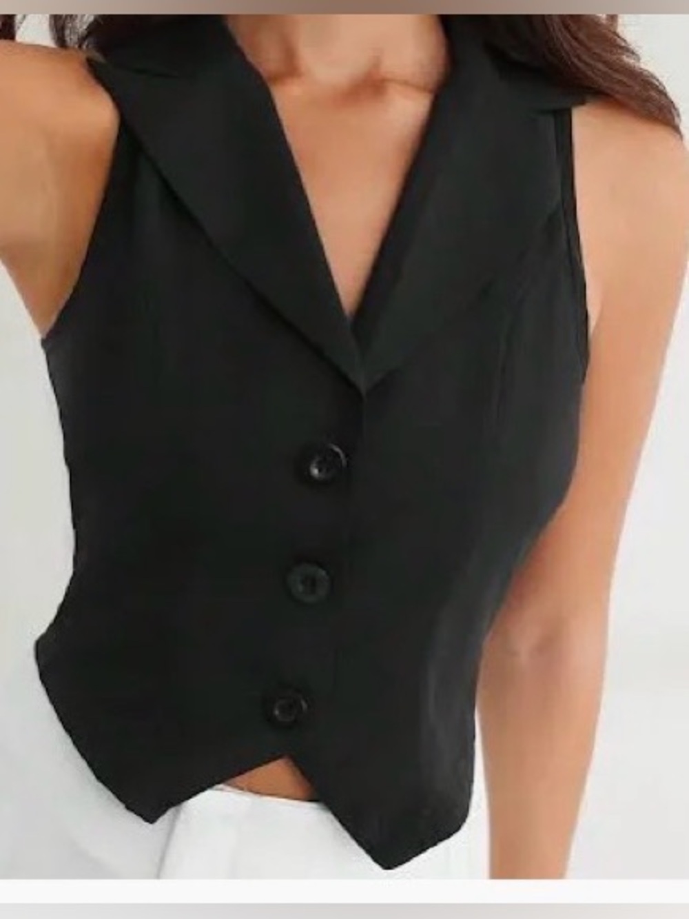 SHEIN Firerie Sleeveless Lapel Collar Button Front Vest Small